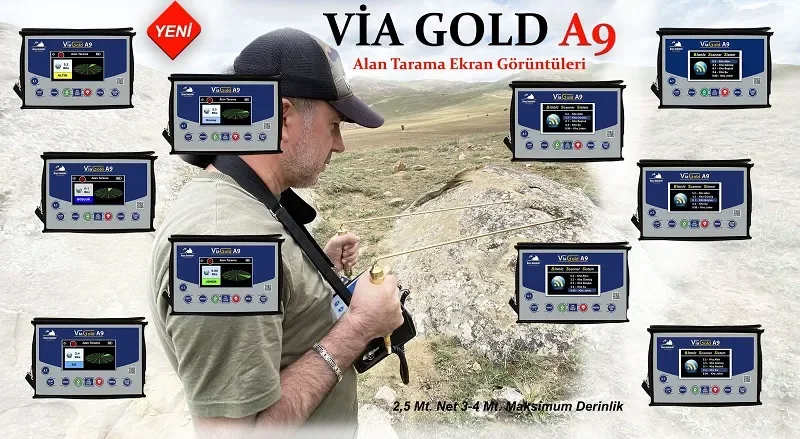 via-gold-a9-alan-taramali-altin-dedekvia gold a9 dedektör, aziz via gold, via gold a9 fiyatı, 3 farklı sistem tek cihazda